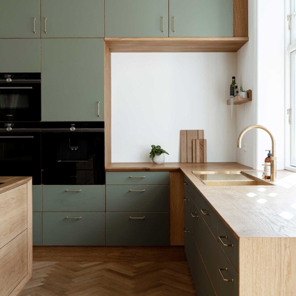 Grønt køkken i linoleum